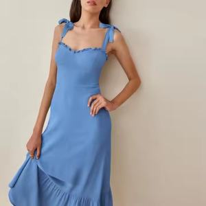 Vêtements pour femmes sur mesure OEM, robe de plage élégante, nouvelle mode décontractée, robe longue en coton et lin pour femmes - Product Image 2