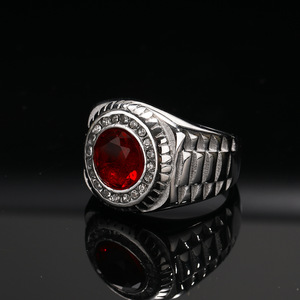 Bague en Acier Titane Incrustée de Pierres Précieuses, Style Créatif Transfrontalier Euro-Américain, pour Hommes, Tendance Mode, Vente en Gros de Bijoux - Product Image 2