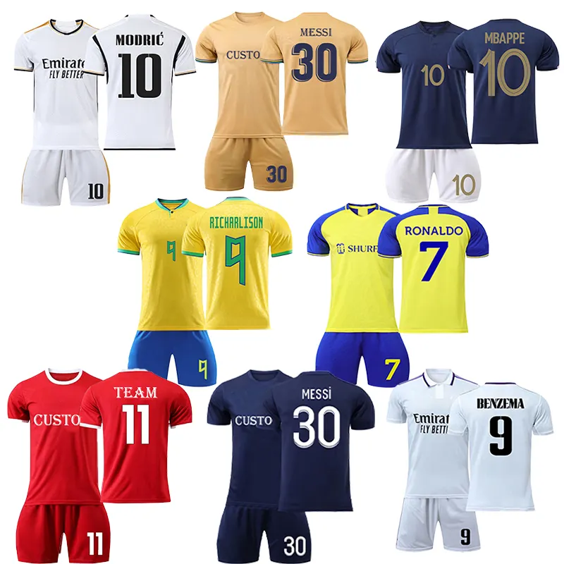 Großhandel Plain Soccer Uniformen Professional Soccer Jersey Stoff Material Sublimation American Football Jersey
