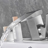 Robinet de lavabo moderne monocommande monofilaire en acier inoxydable brossé, économie d'eau, affichage numérique chaud/froid