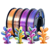 [0.25kg] Filamen PLA Sutra Dual & Tri Warna 1.75mm untuk Printer 3D, Filamen Bi-Warna 250g, Filamen Sutra Multiwarna PLA Kecepatan Tinggi