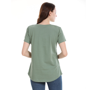 T-shirts minimalistes respirants <span class=keywords><strong>en</strong></span> jersey de coton tricoté pour femmes, qualité supérieure ODMPremium, col rond, manches courtes, 180g, tailles XS-5XL, grandes tailles - Product Image 2