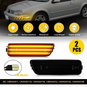 ไฟเลี้ยวข้าง LED สีเหลืองอำพันสำหรับรถยนต์ VW Golf Cabrio Jetta 99-05 เลนส์รมดำ - Product Image 1