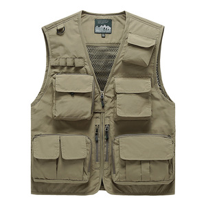 <span class=keywords><strong>Gilet</strong></span> d'été à <span class=keywords><strong>fermeture</strong></span> éclair multi-poches pour hommes <span class=keywords><strong>Gilet</strong></span> de sport d'extérieur respirant et fin - Product Image 1