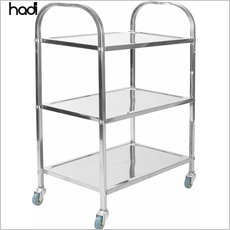 Hadi Cataring Keuken Apparatuur Commerciële Rvs 3 Tier Luchtvaartmaatschappij Voedsel Trolley Antieke Vouwen Trolley Service Winkelwagen