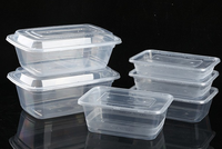Boîte à lunch jetable en plastique PP avec couvercle, étanche et résistante à l'huile, compatible micro-ondes, réutilisable, pour le bureau et les plats à emporter