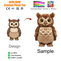 Peluche Hibou Personnalisée Ultra Douce, Jouet en Peluche pour Enfants, Éducatif, Anti-Stress, Décoration Maison, Cadeau OED ODM