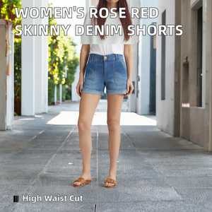 Shorts de Mezclilla para Mujer, Cintura Alta, Corte Regular, 100% Algodón, Estilo Urbano, Lavado Claro, Verano - Product Image 2