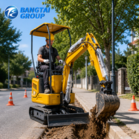 Mini-excavatrice sur chenilles de 1 tonne avec cabine climatisée, moteur diesel, pour la gestion des terres, les travaux agricoles et l'aménagement paysager
