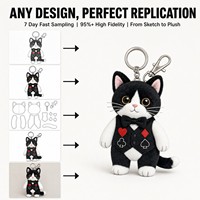 Porte-clés Mascotte Peluche Chat Personnalisé Thème Cartes à Jouer, Cadeau Thème, Logo Personnalisé, Breloque de Sac de Vente au Détail, Commande en Gros, OEM ODM, Cadeau Promotionnel