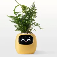 Pot de Fleurs Intelligent avec Capteur IA à Absorption Automatique et Diode Émettrice, Pot Numérique en Plastique pour Bureau, Jardinière Intelligente avec Lumière LED pour Plantes grimpantes