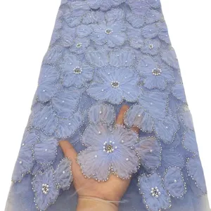Кружевной дизайн блестки кружевной ткани с бусинами для свадебного платья Дубай цветок кружева вышитая ткань