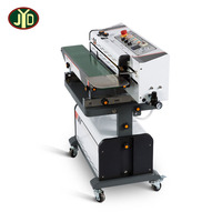 Scelleuse sous vide à injection d'azote LF1080 pour sachets de chips, machine de scellage gonflable avec marquage de date en relief, scelleuse à bande chauffante continue