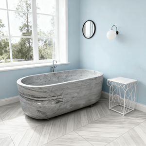 Nouvelle conception de baignoire autoportante isolante thermiquement, en marbre <span class=keywords><strong>naturel</strong></span>, moderne, avec drain pour salle de bain - Product Image 3