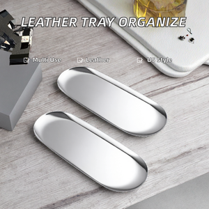 Oval Stainless Steel <b>Storage</b> <b>Trays</b> Polished Finish Minimalist Design Single Tier for Bathroom Jewelry Neatening Organization - Product Image 2