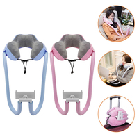 Oreiller de bureau en mousse à mémoire de forme en latex en forme de U avec fonction de massage pour le soutien de la colonne cervicale et du cou, support pour téléphone portable et tablette