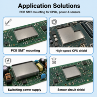 Pièces d'emboutissage personnalisées en tôle pour blindage EMI EMC RF RFI, boîtiers, cadres, blindages de circuits imprimés (PCB), boîtes RF et blindages de circuits imprimés en tissu