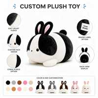 Peluche personnalisée Lapin Noir et Blanc en Coton PP Brodé Tissu Ultra Doux Polyester Unisexe Vente en Gros Direct Usine OEM ODM