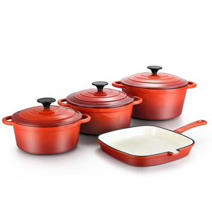 Bán buôn nhà bếp không dính <span class=keywords><strong>Cookware</strong></span> <span class=keywords><strong>Set</strong></span> đồ dùng nhà bếp thiết lập không dính men đúc đồ nấu nướng sắt - Product Image 4