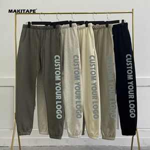 กางเกงลำลอง BYLL-K8 รุ่น ESSENTIALS สไตล์พิมพ์ลายตัวอักษรแบบฟล็อก  ผ้าฝ้ายผสมใยธรรมชาติ ระบายอากาศได้ดี ทรงหลวม ใส่ได้ทั้งผู้ชายและผู้หญิง - Product Image 1