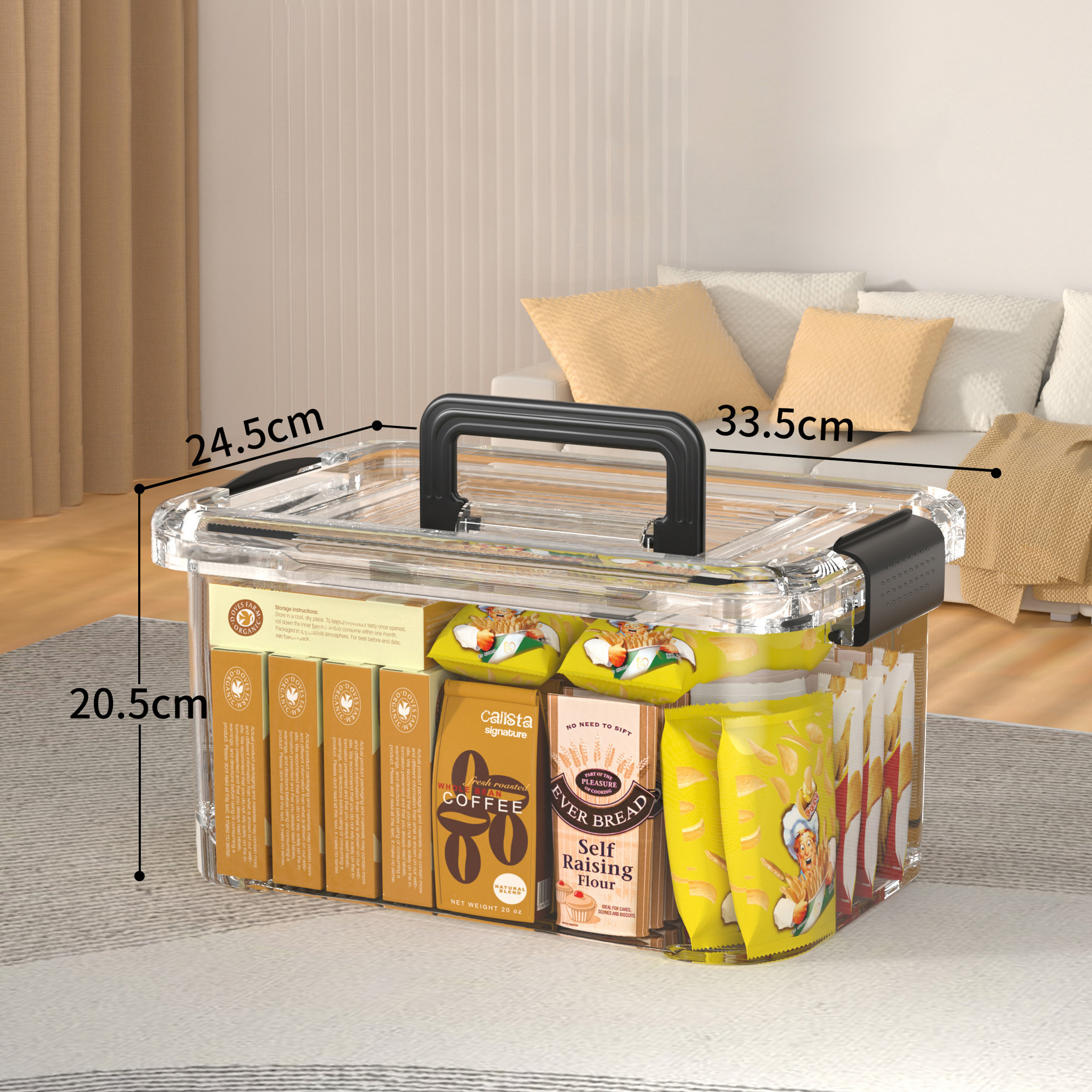 Transparent wide handle, 13L, 35.5*24*21cm