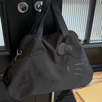 Grosir tas Travel singkat kartun Kawaii Sanrioed Black Kitty lucu tas penyimpanan kapasitas besar tas Makeup Gym imut untuk wanita