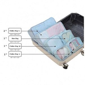 Cubes de compression pour valises BSCI Factory Clear, lot de 6 organisateurs de voyage, ensemble de 6 cubes de rangement pour voyage, national Long - Product Image 2