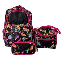 Sac à dos décontracté et simple à multiples poches, ensemble de 3 pièces pour adolescentes, sac d'école pour collégiennes avec boîte à lunch et trousse à crayons
