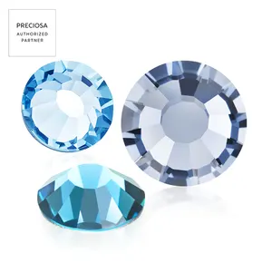 Preciosa Machine Cut Flat Back Crystal stone Hot-fix Glass Rhinestone Viva 12 Blue Colors Original From Czech Republic