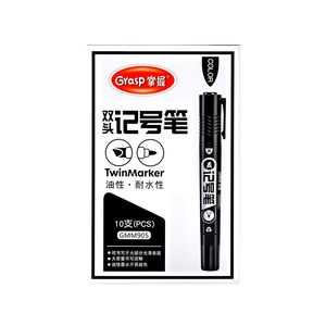 Marqueur à double pointe à base d'huile, 1,3/6 mm, lot de 10, 3 couleurs, best-seller, adapté à l'écriture sur divers matériaux - Product Image 1