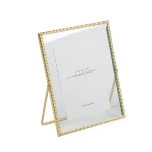 4x6 Modern Concise Gold double clear glass Art Metal Floating Picture Frame