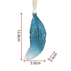 Decorazione Natalizia a Forma di Piuma in Vetro di Qualità da Esportazione, Colori Assortiti, Ornamento da Appendere, Regalo per le Festività - Product Image 1