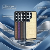 Étui de téléphone en cuir PU à motif crocodile - Protection de l'objectif surélevée, antichoc, anti-chute, coque arrière pour Samsung/iPhone 18