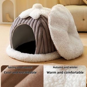 Pet Semi-Enclosed Tent <b>Bed</b> Polyester Filling PP Cotton Bubble Fleece Materials Washable Anti-Slip for Indoor All-Season Sleep - Product Image 5