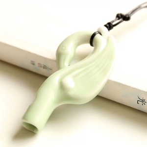 Sifflet en céramique en forme de cygne, mini, glaçure céladon unie, collier, jouet musical, souvenir touristique, cadeau pour enfants - Product Image 4