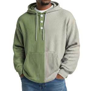 Sweat-shirt à capuche pour homme personnalisé avec impression 3D, fermeture éclair et bouton, tissu gaufré - Product Image 6