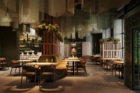 Ensemble de mobilier de restaurant commercial moderne, table et chaises de restaurant en bois sur mesure pour hôtel, café, projet de restaurant