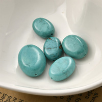 5 perles ovales plates vintage en turquoise, perles géométriques en pierres précieuses, breloques intercalaires à trou droit pour la fabrication de bijoux et d'artisanat DIY