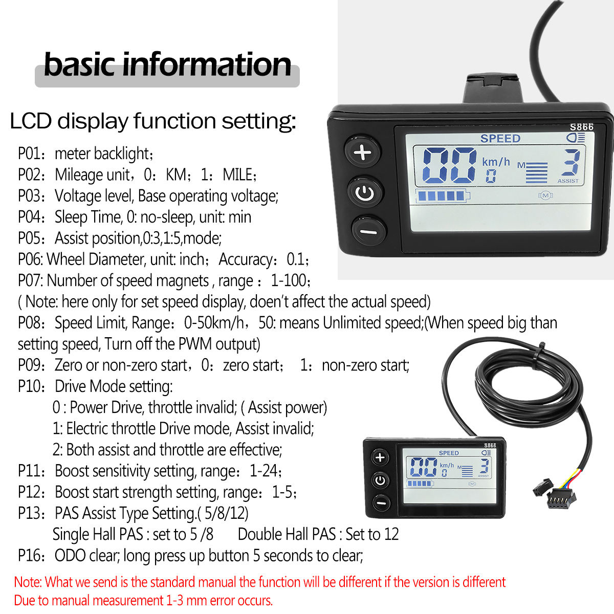 Display LCD S866 Per Bici Elettrica 24V/36V/48V - Schermo Impermeabile IP65 Con Connettore - Foto 10