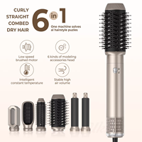Styler capillaire à air chaud en céramique 6 en 1 tout-en-un avec têtes interchangeables pour boucler, lisser et volumiser, bouclage automatique, 1000W