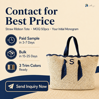 Sac fourre-tout portable en paille tressée à fermeture ouverte, motif lettres, pour la plage et le shopping, personnalisable avec monogramme, doublure en polyester, usage quotidien