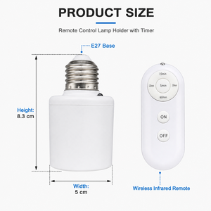 E27 <b>Wireless</b> Remote Control Smart Timer Switch AC85-265V PC Material <b>Lamp</b> Holder for Baby Room Bedroom Home Use - Product Image 4