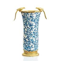Vas Porselen Biru Putih Gaya Cina Klasik Ornamen Tembaga Mewah Kelas Atas Buatan Cina untuk Ruang Tamu dan Serambi