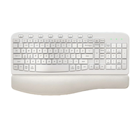 Nouveau clavier ergonomique sans fil 2,4 GHz USB 3.0 à piles, pleine taille, design droitier, touches multimédias, repose-poignets rembourré pour