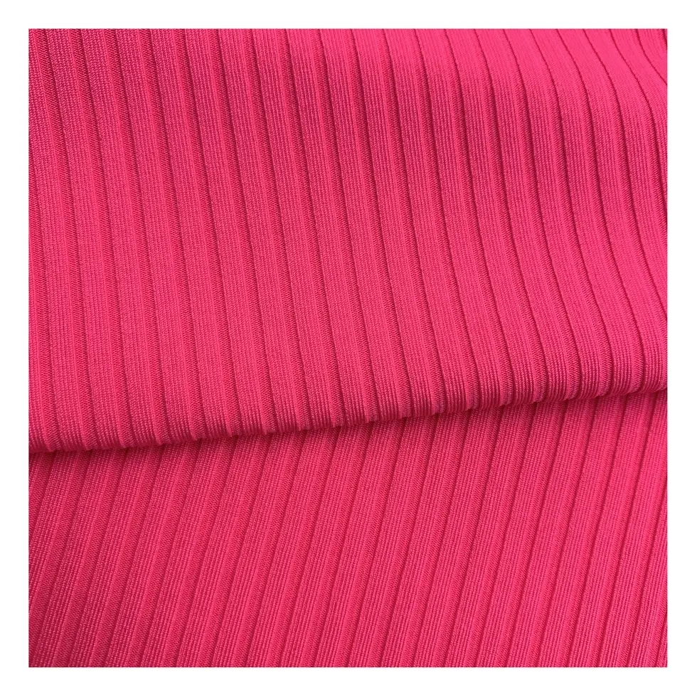 Stretch knitted ribbed spandex stripe fabric for swimwear bikini dress tops polyester swimwear rib