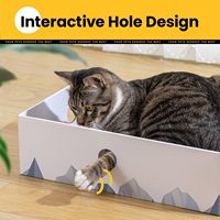Griffoir pour chat robuste double face en carton, avec design interactif à trous, lit pour chat d'intérieur, blanc, grand modèle, 5 pouces de hauteur