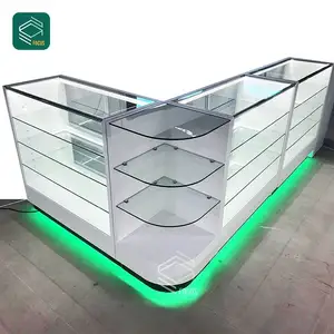 Led Display Shelf Tempered Glass Showcase Custom Tobacco Shop Fitting Show Cases For Smoke Shops