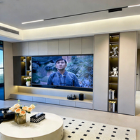 Mueble de TV de pared completo personalizado, gran capacidad de almacenamiento, ecológico y seguro