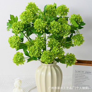 Fleur d'hortensia artificielle Laixing en soie verte à longue tige pour décoration de mariage et de maison, style moderne - Product Image 1
