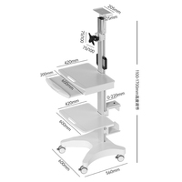 OEM ODM Chariot d'arrondi médical mobile ergonomique personnalisable Plateau d'imprimante à glissière pour clavier Capacité de charge de 12kg Clinique de conception moderne